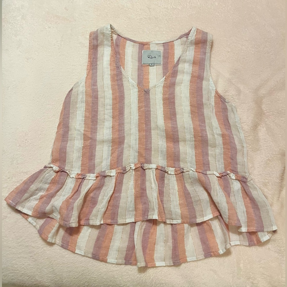 Striped Sleeveless Ruffle Top